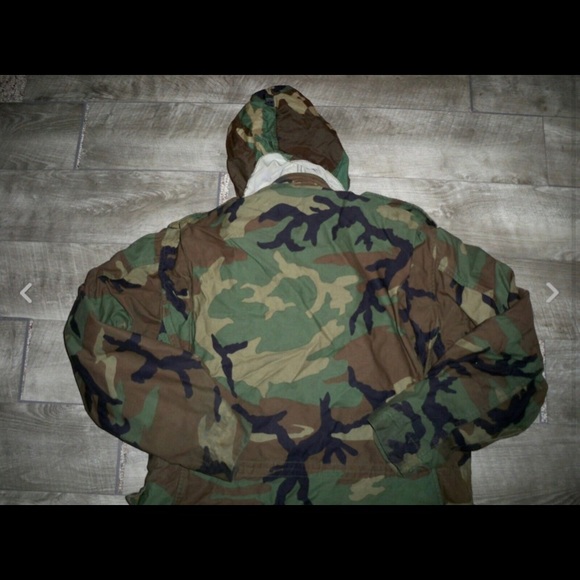 Vtg 80s US Army Camo Cold Weather Jacket Mens Med - Picture 7 of 8